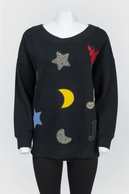 Black sweatshirt oversize with applications