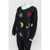 Black sweatshirt oversize with applications