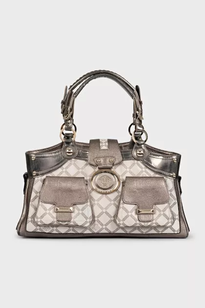 A bag with a signature print and patch pockets
