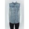 Denim vest with golden branded buttons