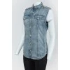 Denim vest with golden branded buttons