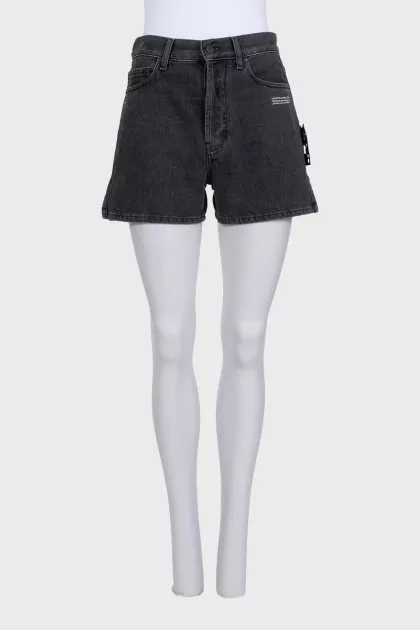 Denim shorts with button slits