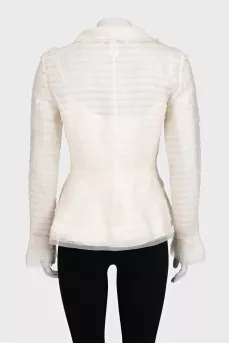 Fitted silk blouse with ruffles