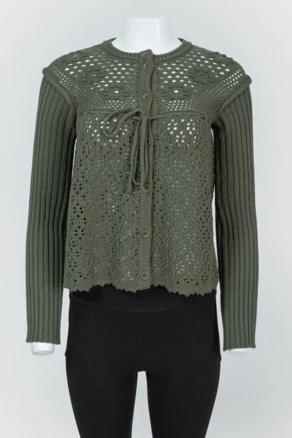 Knitted green jumper with buttons