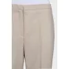 Beige straight-leg low-rise trousers