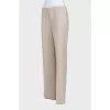 Beige straight-leg low-rise trousers
