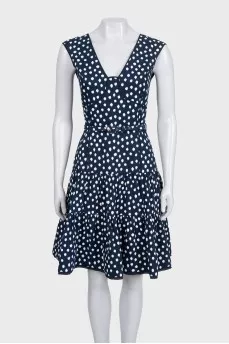 Fitted printed dress with belt