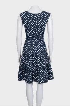 Fitted printed dress with belt