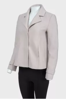 Cropped wool jacket with hidden buttons