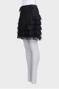 Silk skirt decorated with lace
