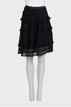 Black fitted skirt with ruffles