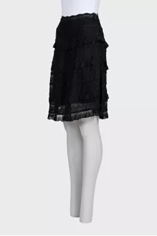 Black fitted skirt with ruffles