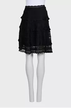 Black fitted skirt with ruffles