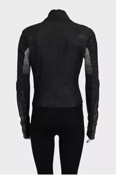 Fitted leather jacket with a zipper