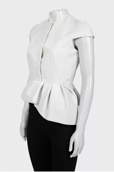 White sleeveless fitted jacket