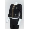 Black jacket with golden chains with a zipper