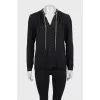 Black loose-fitting blouse with decoration