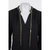 Black loose-fitting blouse with decoration