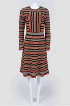 Multicolored viscose dress fitted with a pattern