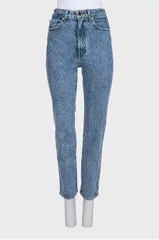 High-waisted cropped jeans with pockets