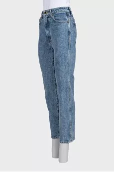 High-waisted cropped jeans with pockets
