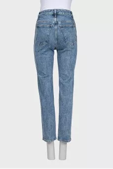 High-waisted cropped jeans with pockets