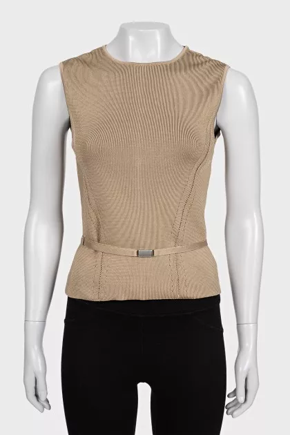 Silk bodycon top with zip and tag