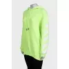 Зеленый худи oversize в фирменный принт