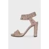 Beige suede heeled sandals