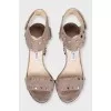 Beige suede heeled sandals