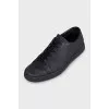 Men's black leather sneakers