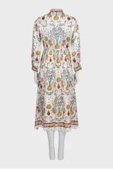Beige printed silk dress
