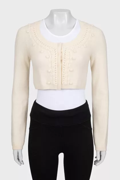 Cropped white cardigan