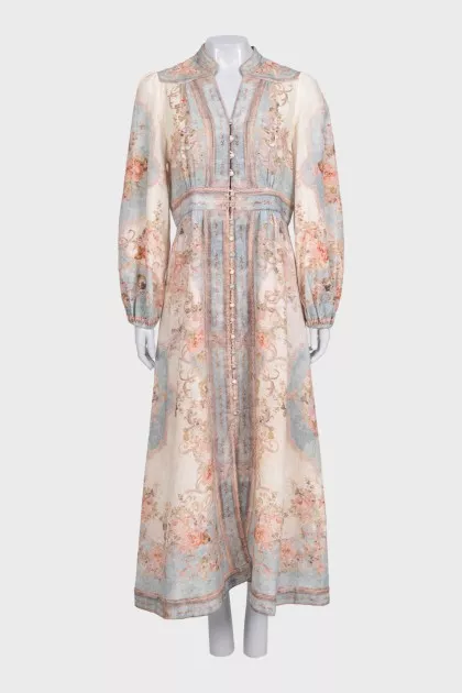 Fitted maxi dress with print