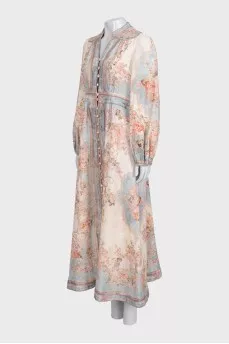 Fitted maxi dress with print