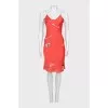 Red bodycon dress with embroidery