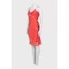 Red bodycon dress with embroidery