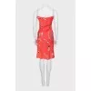 Red bodycon dress with embroidery