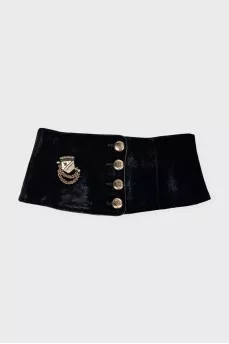 Wide black velvet belt