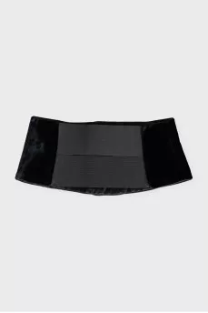 Wide black velvet belt