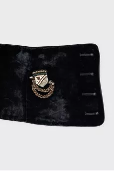 Wide black velvet belt