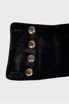 Wide black velvet belt