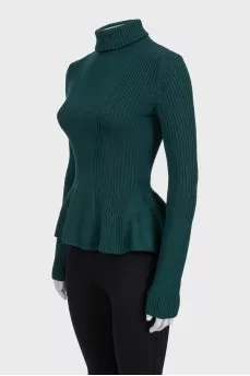 Fitted green wool sweater