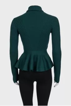 Fitted green wool sweater