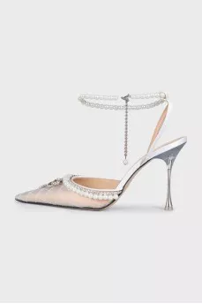 White slingbacks with decor
