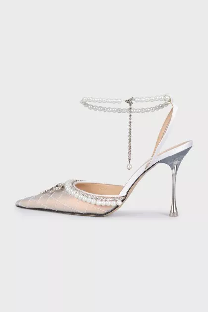 White slingbacks with decor