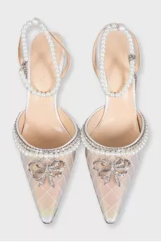 White slingbacks with decor