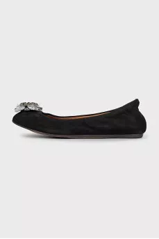 Leather ballet flats with crystals