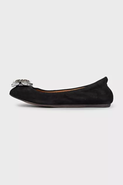 Leather ballet flats with crystals