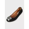 Leather ballet flats with crystals